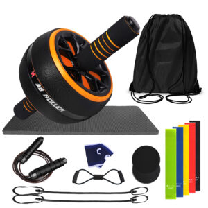 17-in-1 House Health club Health Gear Set: Stomach Muscle Curler with Resistance Bands and Adjustable Soar Rope